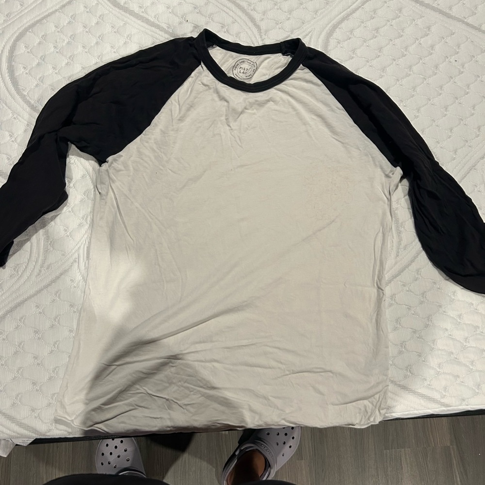 Classic Black and White Raglan Long Sleeve Tee